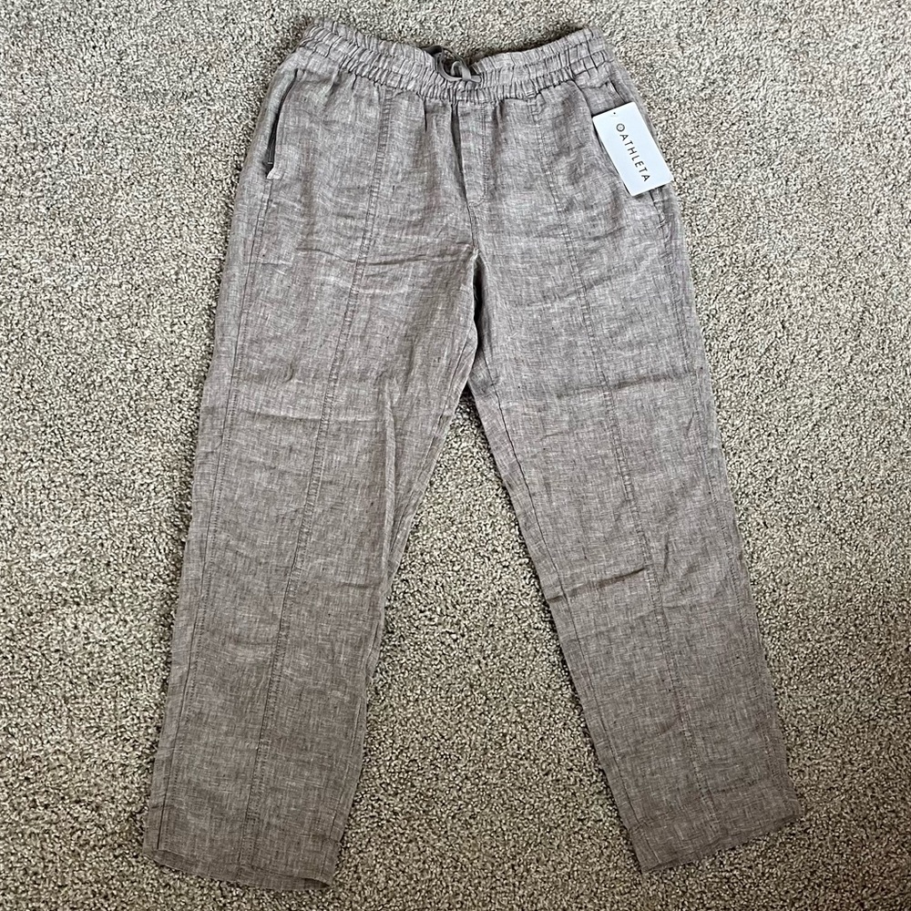 RETREAT LINEN ANKLE PANT Medium Pyrite NWT